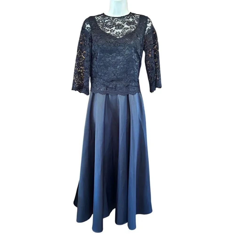 Co|te Lace & Satin Midi Dress in Black NWT Size 40/ US 6